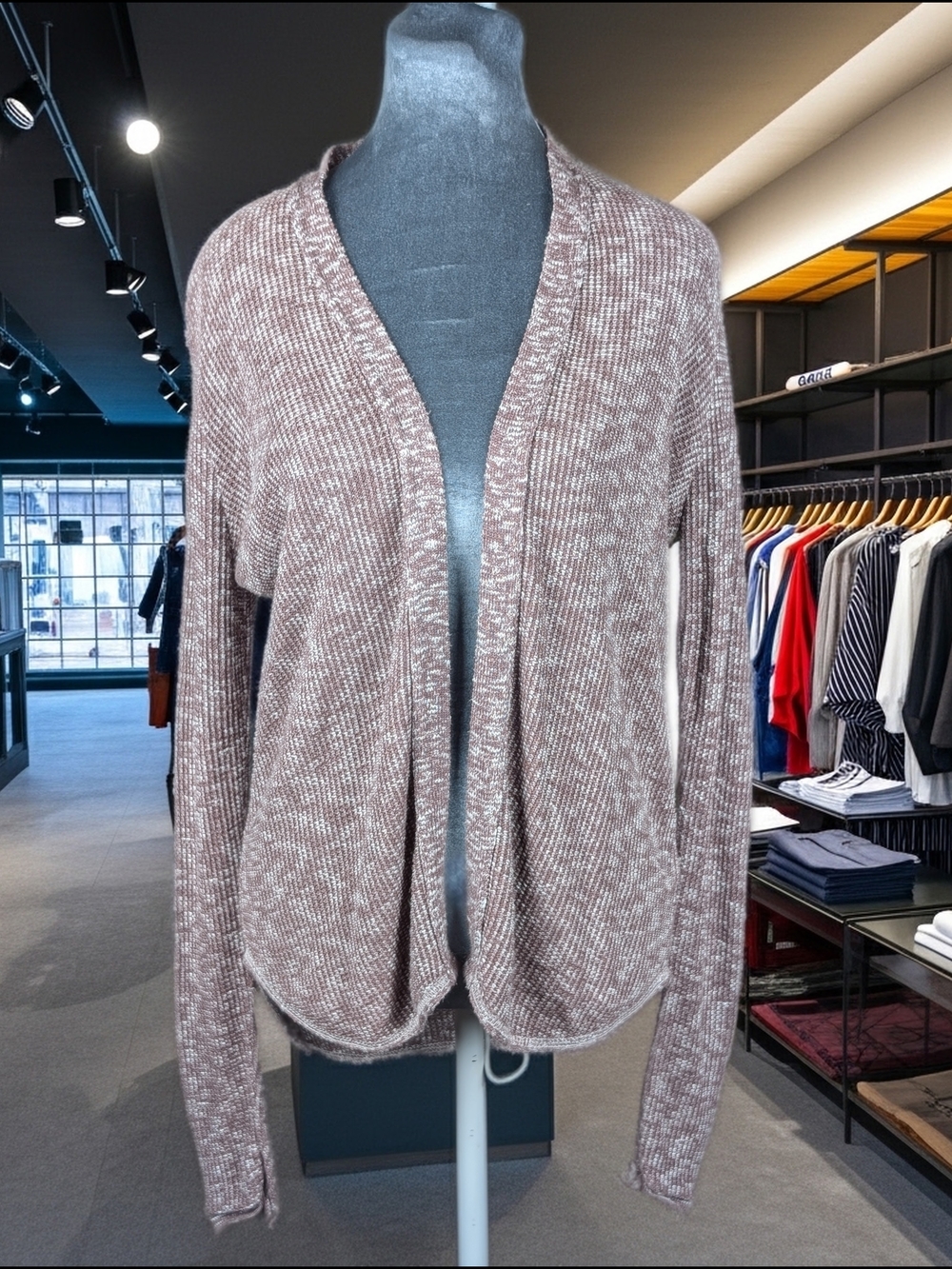 American Eagle Outfitters Mauve Marled Knit‎ Open Cardigan Sweater Women's S